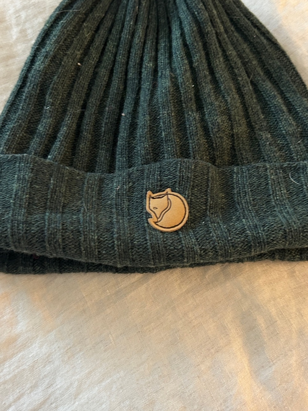 Fjall Raven Dark Green Ribbed Wool Beanie